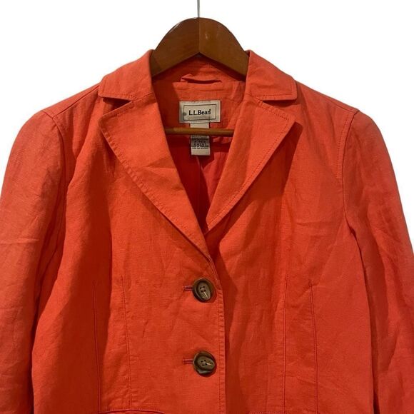 L.L. Bean light pink/ salmon 100% linen blazer - Picture 2 of 8